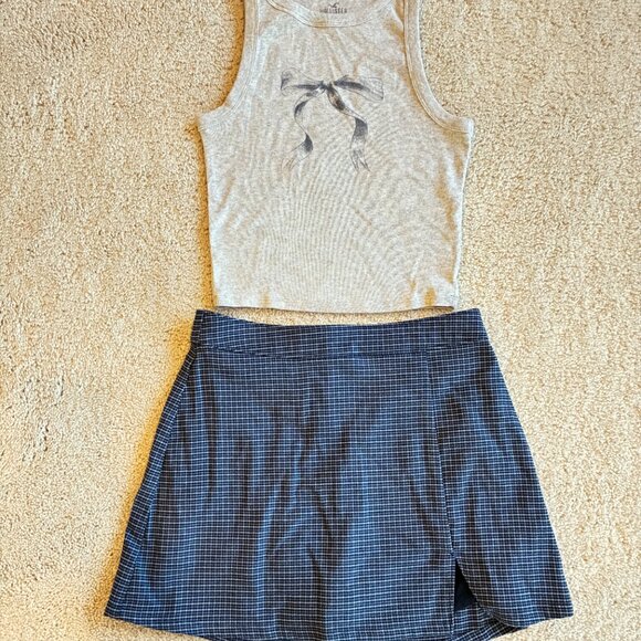 Hollister HIgh Rise Blue Front Slit Zip Closure Mini Skirt - Picture 11 of 11